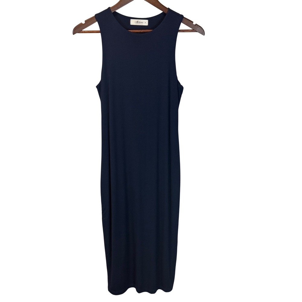 Mahina Stretch Tank Midi Dress Bodycon Crew Neck Fully Lined Size Medium